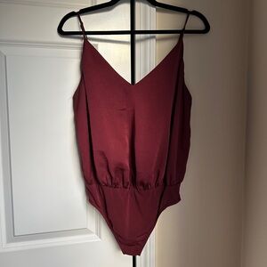Express Maroon Silk-Like Bodysuit Size M Adjustable Straps